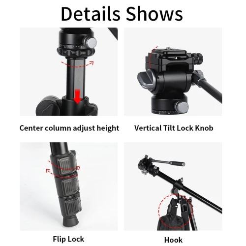 Trépied MultiFunction JMARY KS355 + HG60 ( 1.85m / 2-in-1 Monopod )