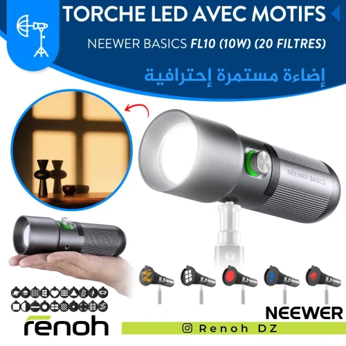 Torche À Main LED Avec Motifs NEEWER BASICS FL10 ( 10W / 20 Filtres )