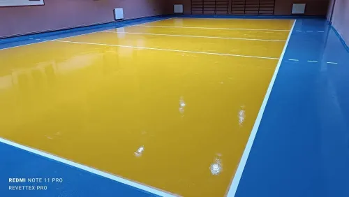 sols salles de sport coloré  en résine acrylique (SYSTEM Economique Et Anti Chocs)