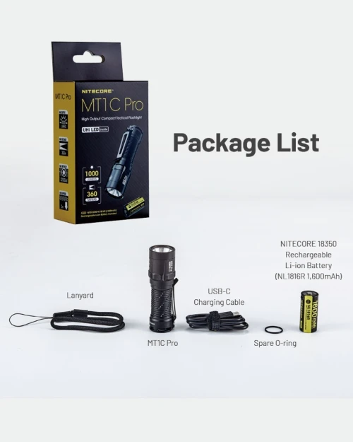 NITECORE lampe led MT1C PRO - 1000 LUMENS