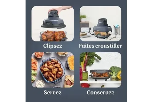 Ninja Crispi Airfryer en verre FN101EUGY Bleu Gris