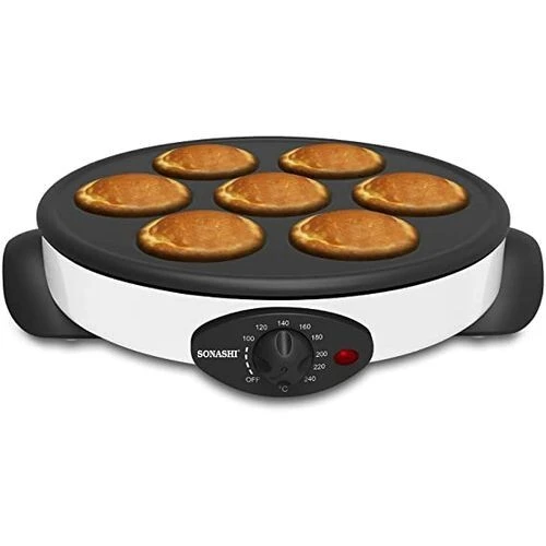 Sonashi Crêpière & Pancakes Electrique - 2 En 1 Scrm-865- 1500 W - Blanc