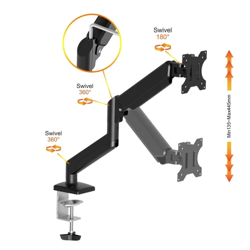 Support de Bureau pour 1 Écrans 3D ANYTOOL Rotation 360 Inclinaison 15 Charge Maximale 8KG par Écran ATS-001-3D