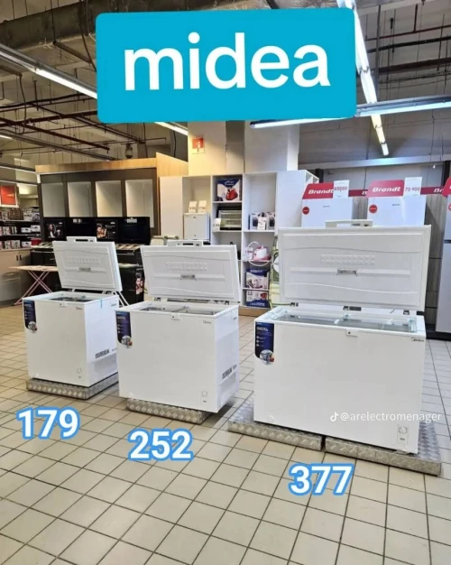 Congélateur horizontal midea 180l  252L 377L 506L  Blanc