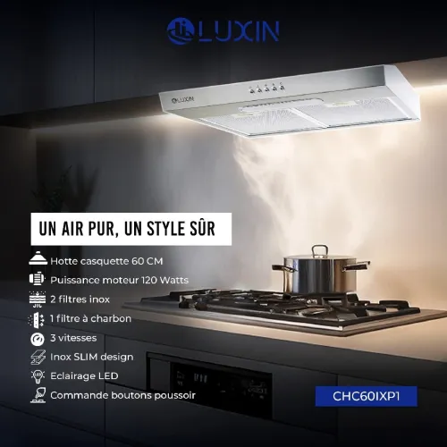 Hottes casquette luxin 60cm Inox/ noir 