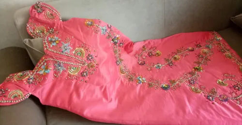 Gandoura perlage saumon ڨندورة