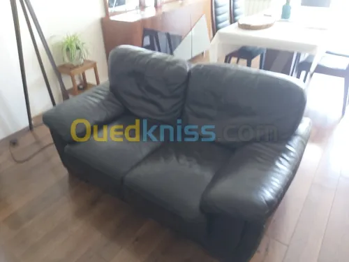 Salon cuir noir
