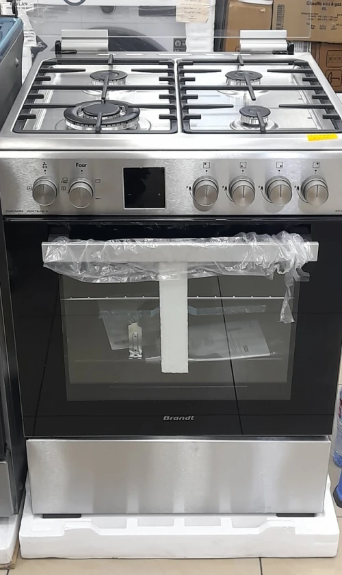 Promotion cuisinière brandt 4 feux inox ventilé gaz electrique wok tabona 