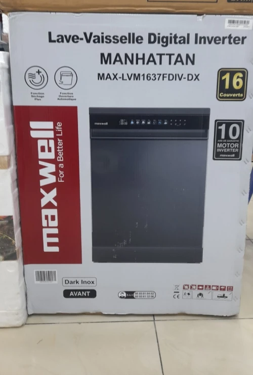 Promotion lave vaisselle maxwell 16 couverts inox manhattan