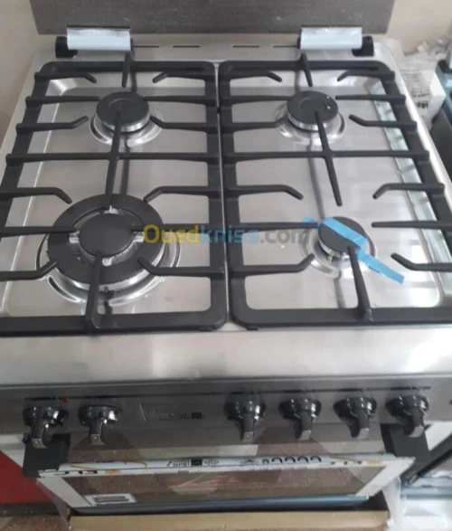 Promotion cuisinière maxtor 4 feux inox ventilé gaz electrique tabouna 