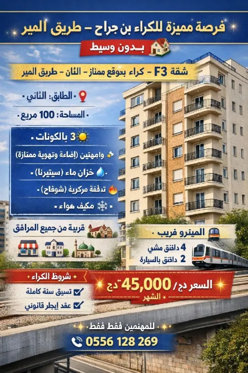 Location Appartement Niveau de villa F3 Alger Bourouba