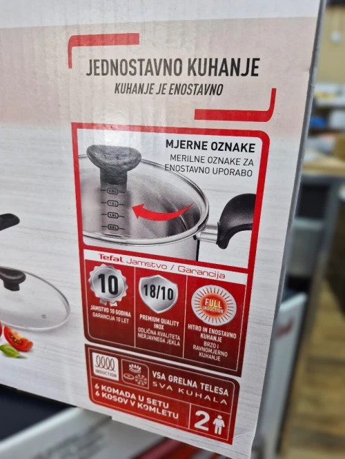 TEFAL Primary Batterie de cuisine en inox 6 pcs Faitout casserole