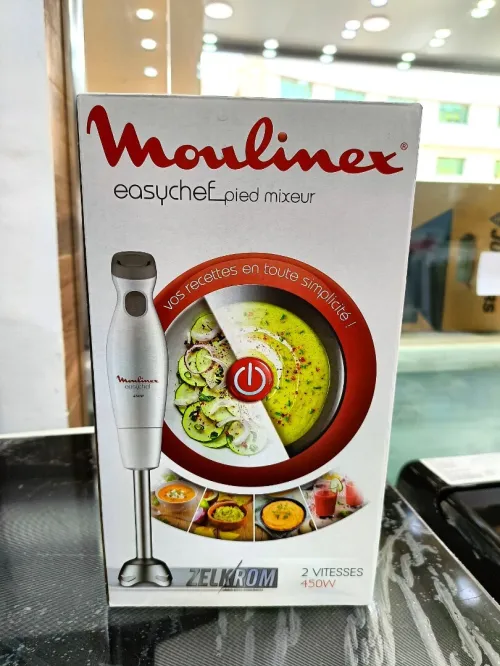 MOULINEX Pied mixeur plongeant EasyChef 2 vitesses 450W Inox ZELKROM avec verre doseur Noir DD451810