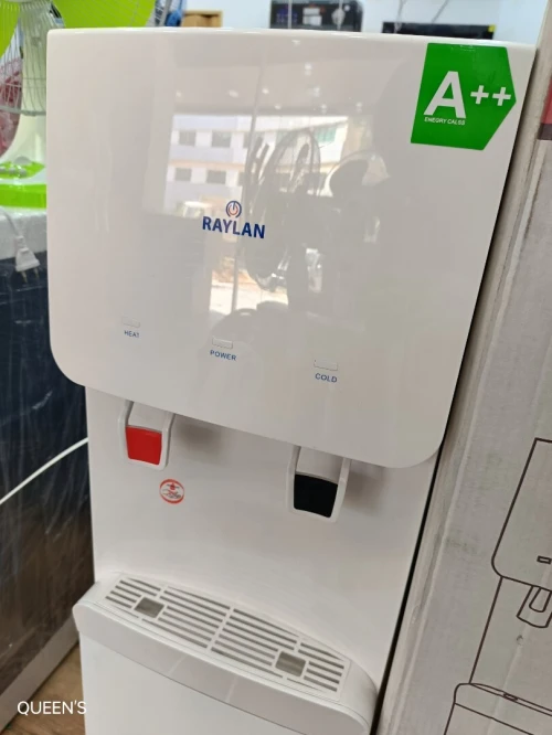 RAYLAN Distributeur fontaine d'eau fraîche avec mini réfrigérateur Blanc