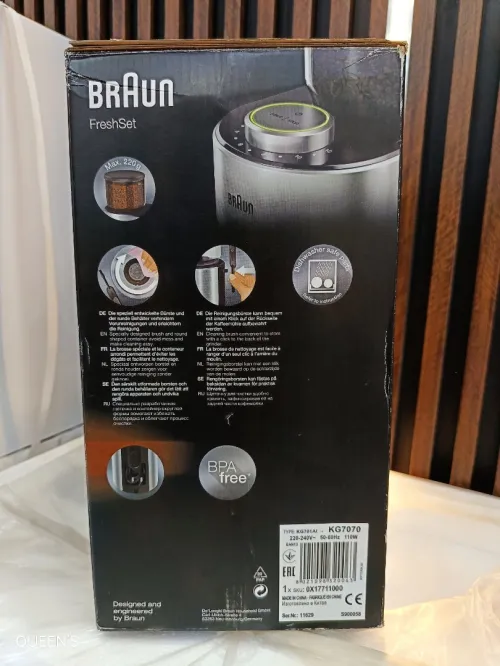 BRAUN Fresh Set Moulin a café automatique 15 réglages