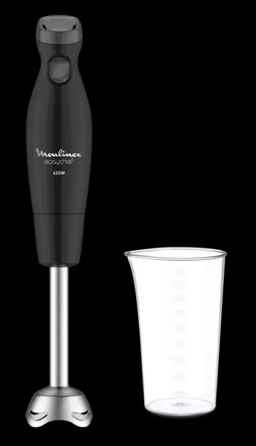 MOULINEX Pied mixeur plongeant EasyChef 2 vitesses 450W Inox ZELKROM avec verre doseur Noir DD451810
