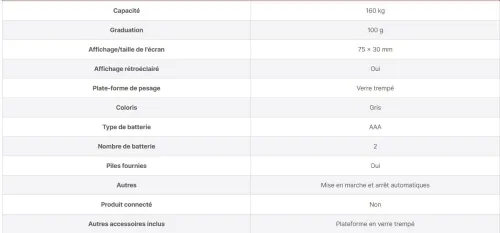 TEFAL Pese personne balance electronique en verre trempé 160kg CLASSIC