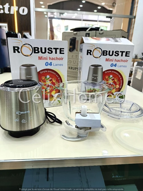 ROBUSTE Mini Hachoir 400w 4 lames Bol En verre