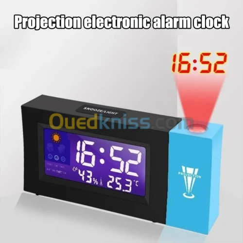 HORLOGE NUMERIQUE et Hygromètre AVEC PROJECTEUR DU TEMPS ساعة رقمية مع خاصية إسقاط الوقت بالليزر