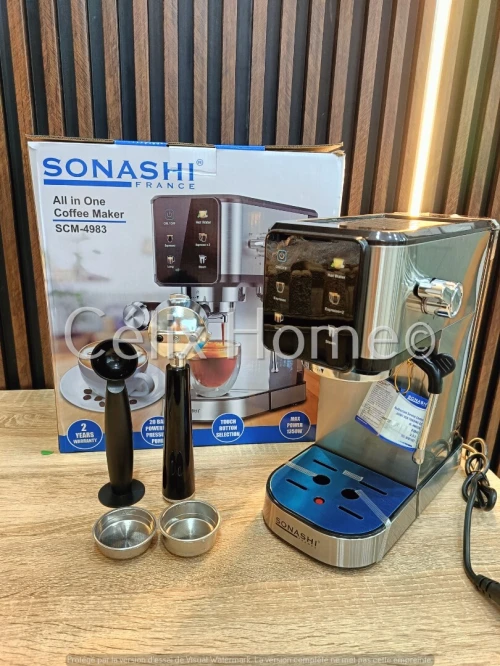 SONASHI Cafetière écran tactile double tasse 1350w 20 bars