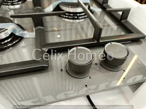 NARDI Table de cuisson 4 feux encastrable en verre trempé thermocouple 65*52Cm