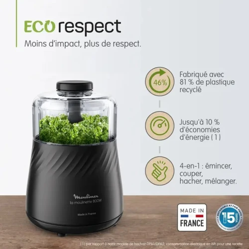 MOULINEX Moulinette et hachoir Eco Respect 4en1 800w 500ml DP710810
