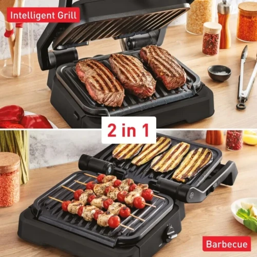 TEFAL OptiGrill 2en1 Intelligent Grill viande 9 programmes 2100w NOIRE