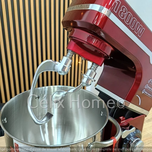BERGMANN Pétrin double crochet SilverChef + 4 accessoires 6L 1.5 Kg 1800w
