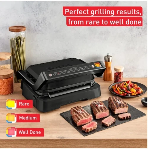 TEFAL OptiGrill 2en1 Intelligent Grill viande 9 programmes 2100w NOIRE