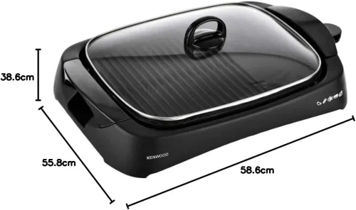 KENWWOD Health Grill Grille barbecue électrique avec couvercle en verre 1700w 58cm