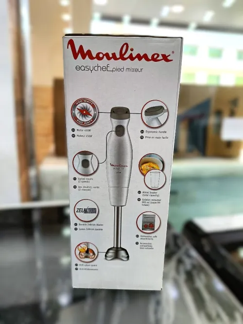MOULINEX Pied mixeur plongeant EasyChef 2 vitesses 450W Inox ZELKROM avec verre doseur Noir DD451810