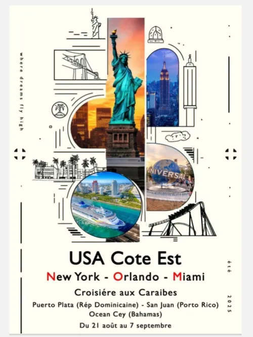 USA coté EST New York/ Orlando/ Miami et croisière MSC WORLD AMERICA été 2025  (18 jours) 