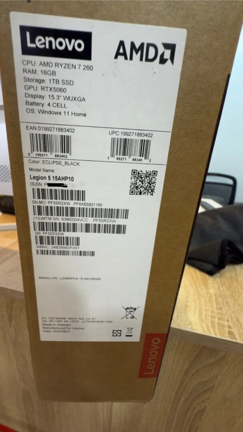 Lenovo Legion 5 15.3in WUXGA 165Hz  AMD R7 260 16GB DDR5 512GB SSD  RTX 5060