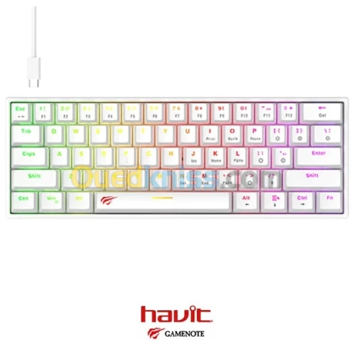 CLAVIER GAMER MECANIQUE HAVIT RGB KB881L WHITE