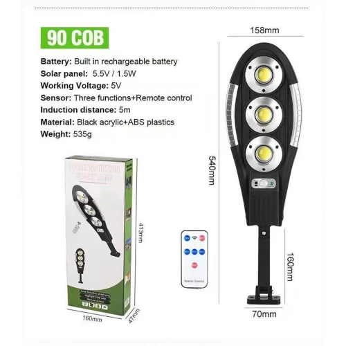 Lampadaire solaire étanche IP67 avec télécommande  مصباح خارجي