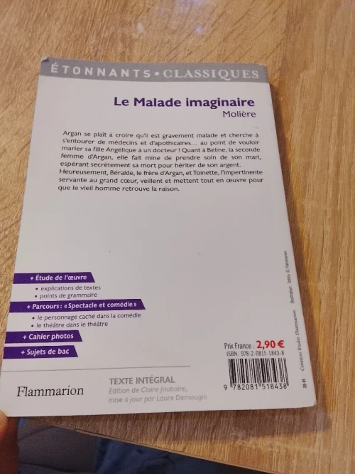 Livre "Le malade imaginaire" de Molière