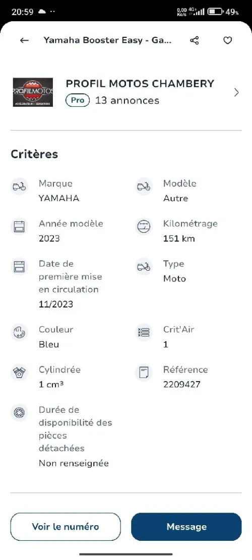 Yamaha Booster Easy  Vélo