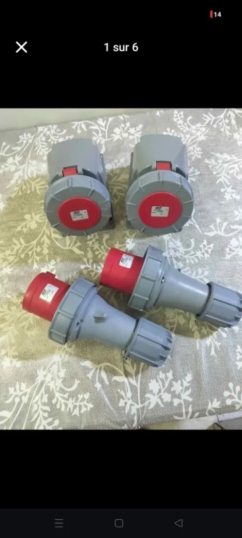 pris de force 380v 2 pris malle et 2 pris femelle ide 63a-6h 3p+e