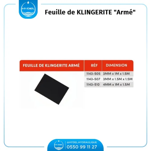 Feuille de KLINGERITE (Vert - Bleu -Armé noir)