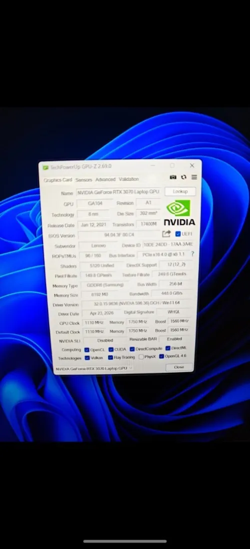 Lenovo légion 5 pro rtx 3070