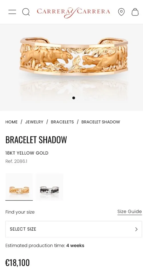 Bracelet or signé carrera y carrera
