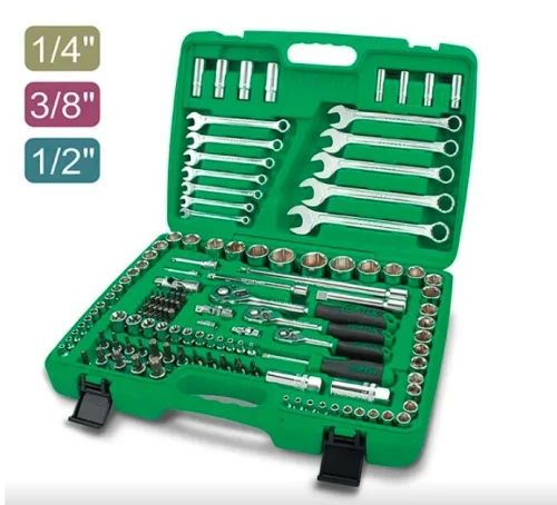 Caisse de 130 clés à douille à flancs de qualité professionnelle 1/4", 3/8" et 1/2" GCAI130B TOPTUL
