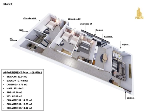 Vente Appartement F4 Oran Bir el djir