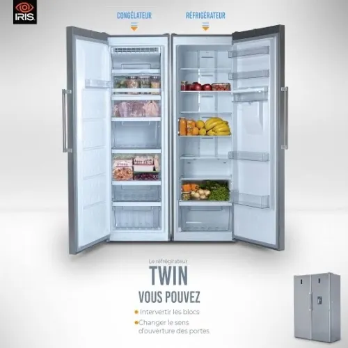 Iris twins ( cengelateur + réfrigérateur ) inox ventilé 165000 da