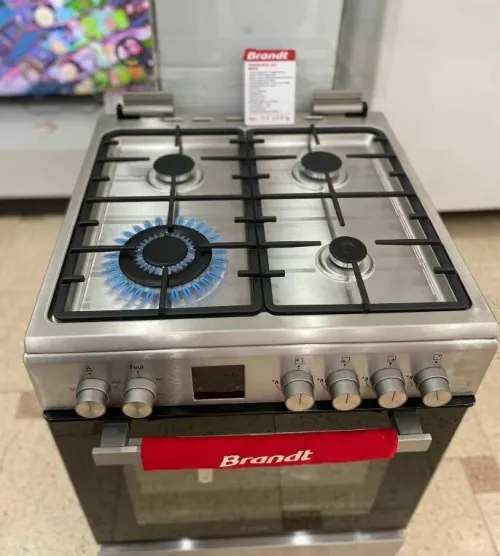 Cuisinière BRANDT Inox Chaleur brassée à four GAZ/Électrique 