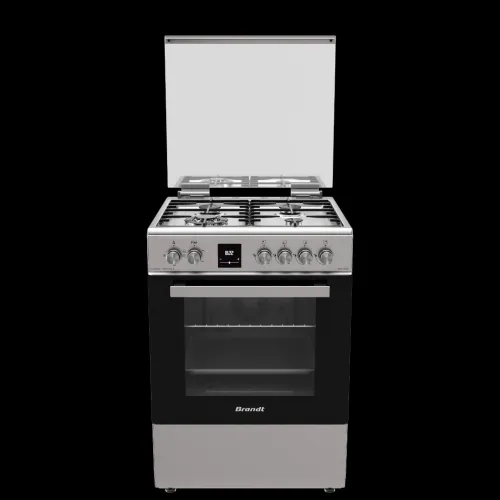 Cuisinière BRANDT Inox Chaleur brassée à four GAZ/Électrique 