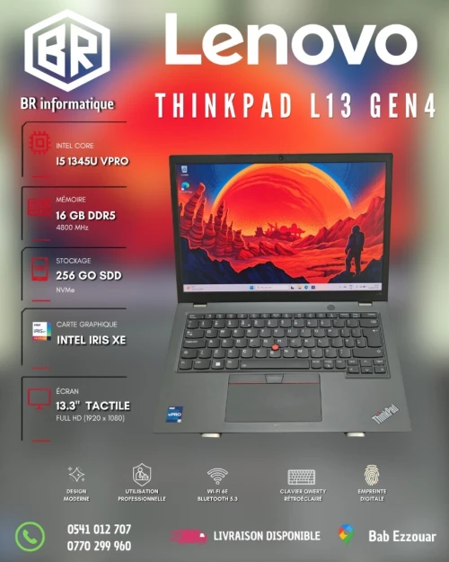 LENOVO THINKPAD L13 GEN 4 INTEL CORE I5 1335U 16GB 256GB SSD 13,3 FULLHD IPS TACTILE