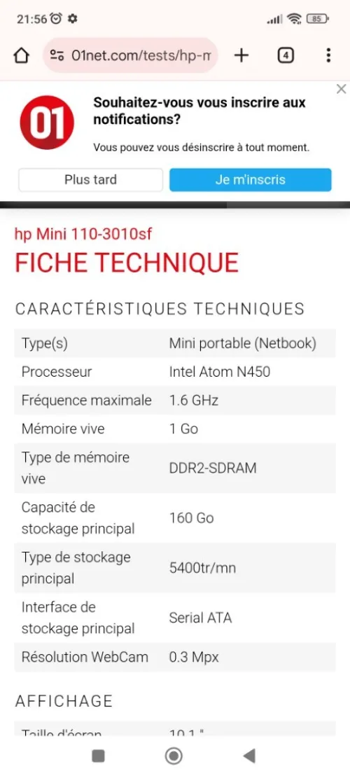 HP mini a vendre