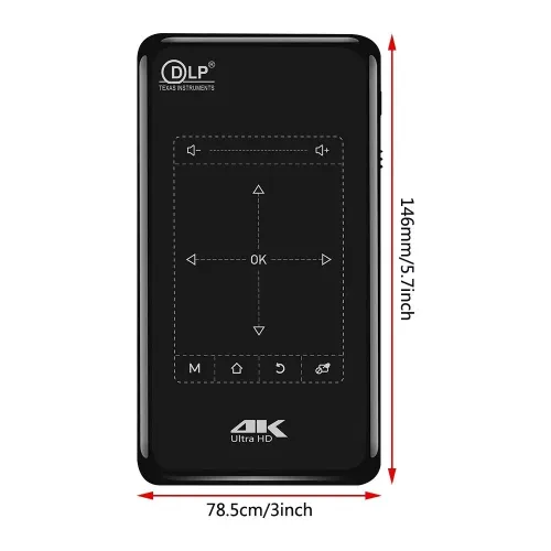 Mini data show home cinéma DLP intelligent 4K HD Android WiFi Bluetooth (avec batterie)
