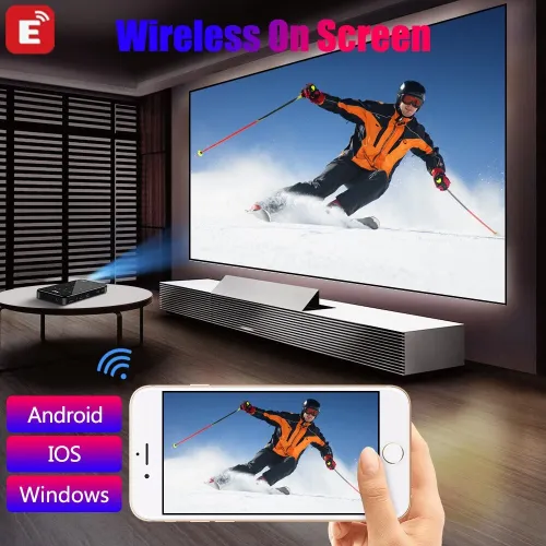 Mini data show home cinéma DLP intelligent 4K HD Android WiFi Bluetooth (avec batterie)